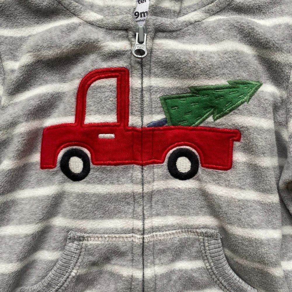 Carter's Striped Fleece Truck Hoodie size  9 Months
